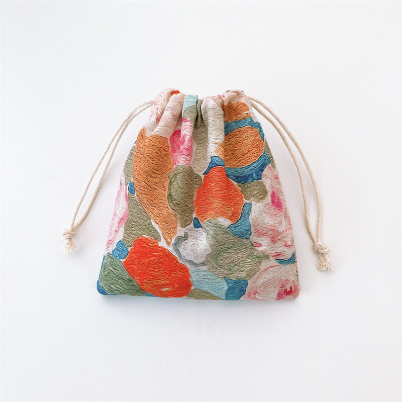 Floral Pattern Drawstring Makeup Bag Organizer