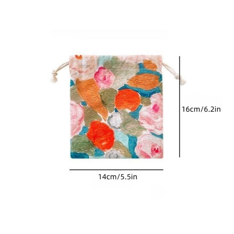 Floral Pattern Drawstring Makeup Bag Organizer