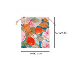 Floral Pattern Drawstring Makeup Bag Organizer