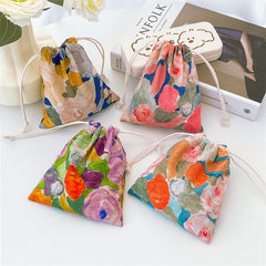 Floral Pattern Drawstring Makeup Bag Organizer