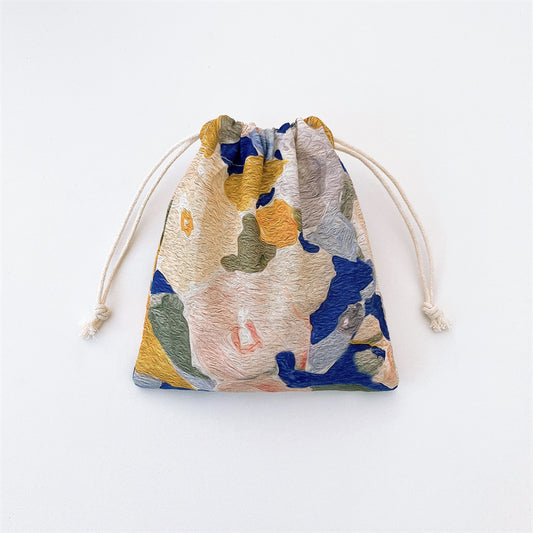 Floral Pattern Drawstring Makeup Bag Organizer