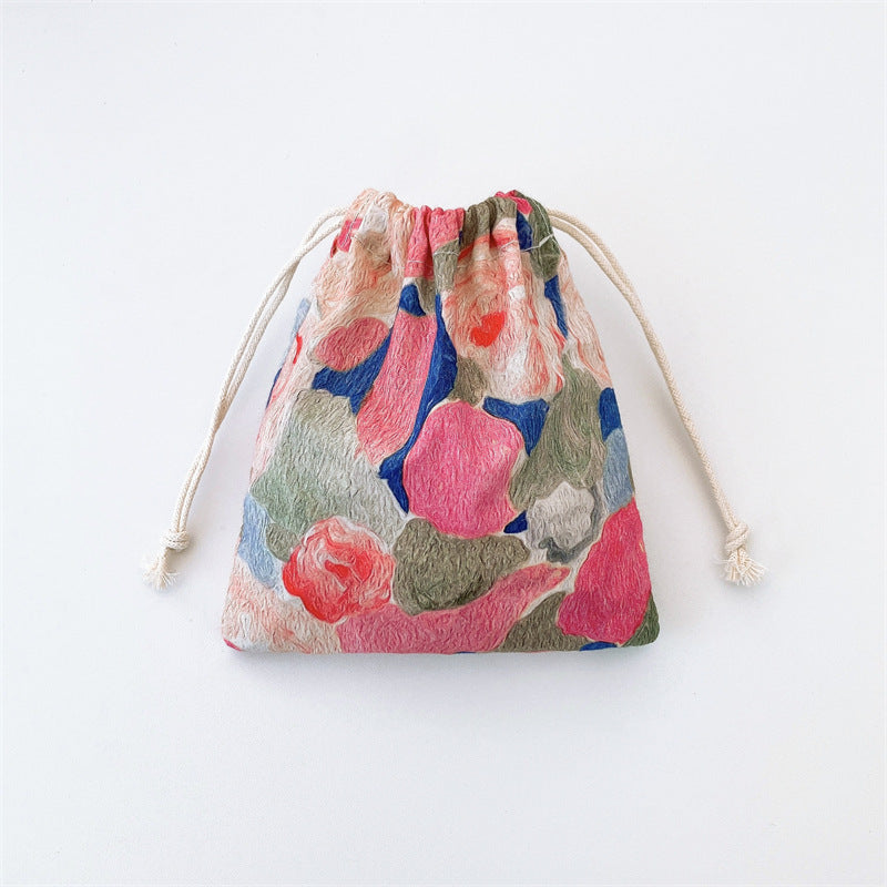 Floral Pattern Drawstring Makeup Bag Organizer