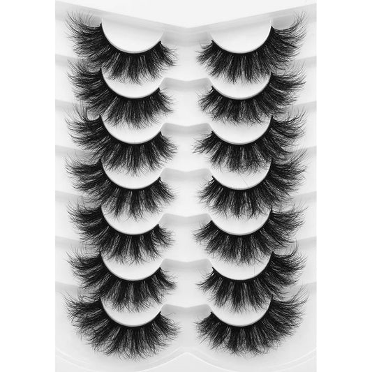 7 Pairs Fluffy False Eyelashes Wispy Faux Mink Long Dramatic Lashes
