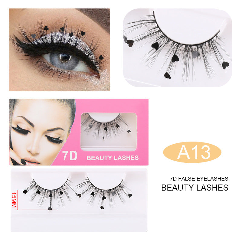 Sequin False Eyelashes Peach Blossom Glitter Synthetic Fibers Lashes
