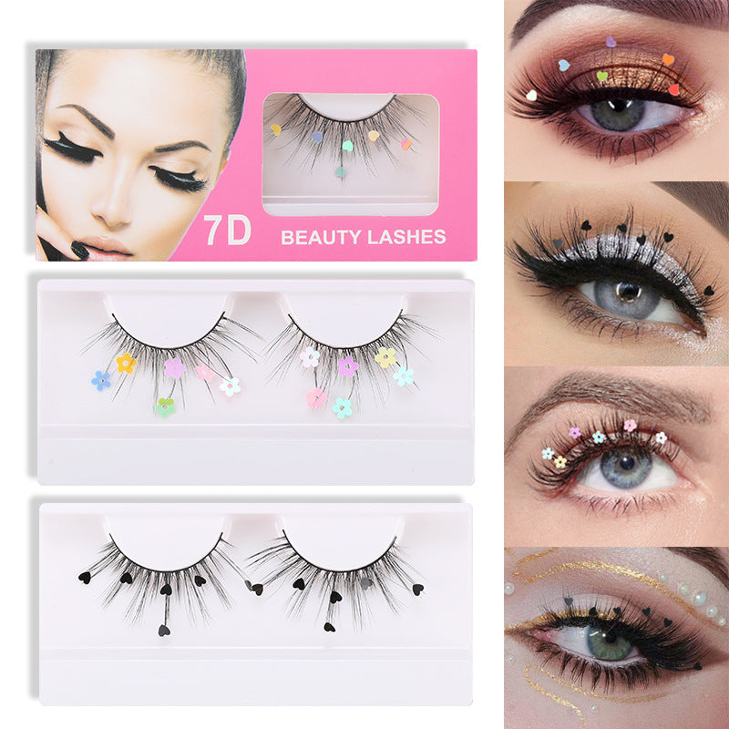 Sequin False Eyelashes Peach Blossom Glitter Synthetic Fibers Lashes