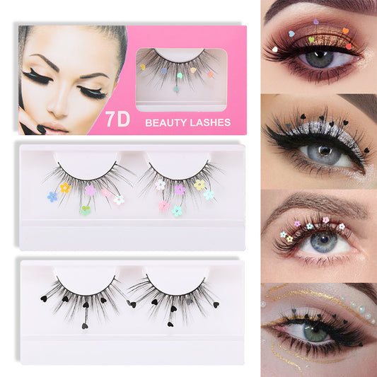 Sequin False Eyelashes Peach Blossom Glitter Synthetic Fibers Lashes