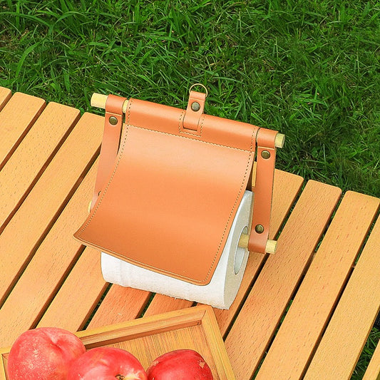 PU Leather Hanging Tissue Box Waterproof Roll Paper Bag for Outdoor Picnic