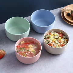 4pcs Wheat Straw Salad Bowls Mixing Bowl Set Shatterproof Tableware