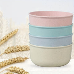 4pcs Wheat Straw Salad Bowls Mixing Bowl Set Shatterproof Tableware