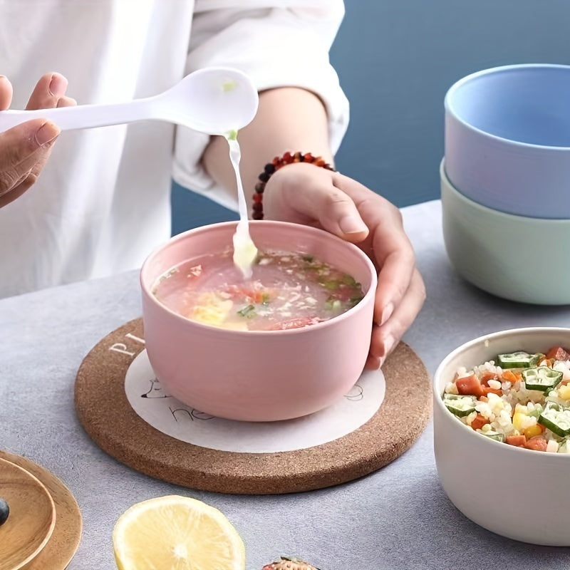 4pcs Wheat Straw Salad Bowls Mixing Bowl Set Shatterproof Tableware