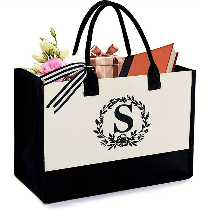 Large Capacity Letter Canvas Shoulder Tote Bag