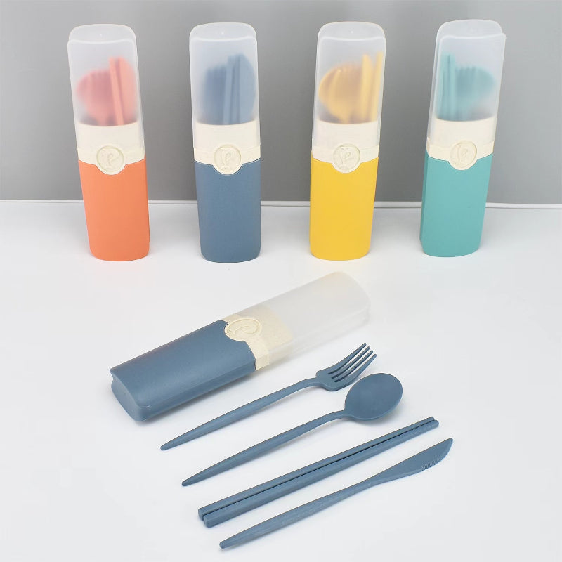 Portable Tableware Set with Storage Box - Fork, Spoon, Chopsticks