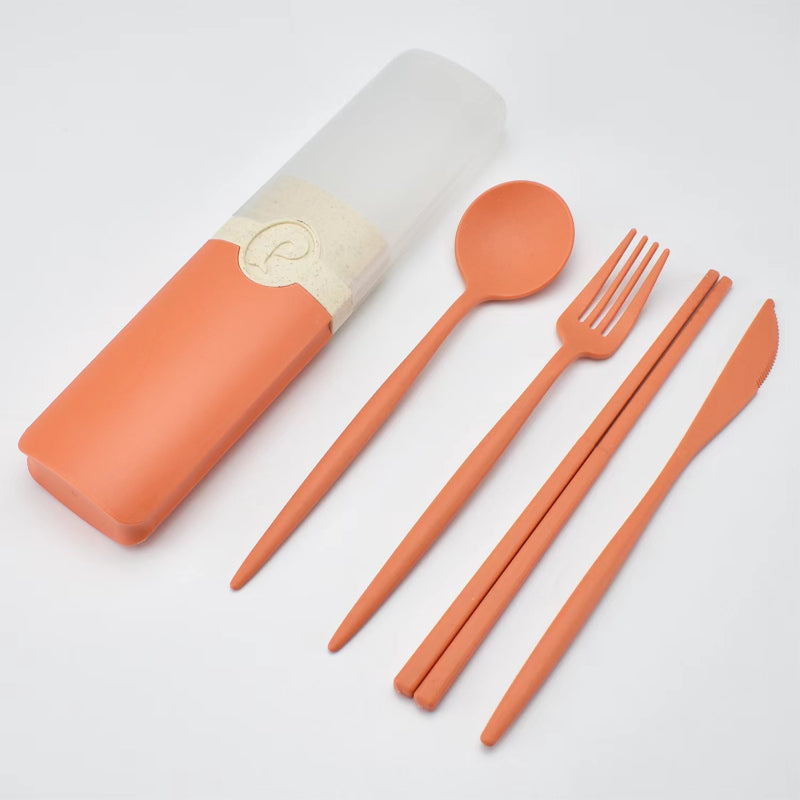 Portable Tableware Set with Storage Box - Fork, Spoon, Chopsticks