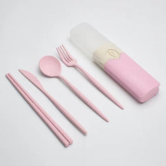 Portable Tableware Set with Storage Box - Fork, Spoon, Chopsticks