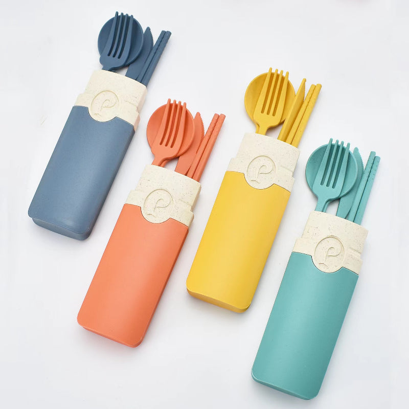 Portable Tableware Set with Storage Box - Fork, Spoon, Chopsticks