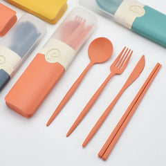 Portable Tableware Set with Storage Box - Fork, Spoon, Chopsticks