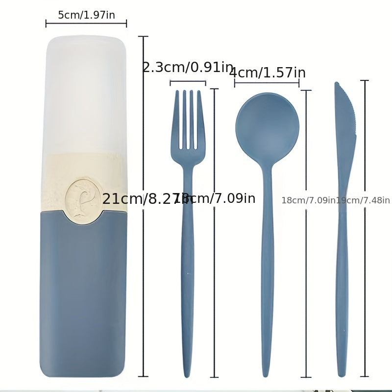 Portable Tableware Set with Storage Box - Fork, Spoon, Chopsticks