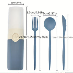 Portable Tableware Set with Storage Box - Fork, Spoon, Chopsticks