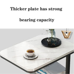 Marble Pattern C-Shaped End Table for Living Room, Bedroom