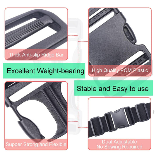 4 Plastic Buckles for Luggage Bag Strap Belt Backpack Travel Accessory
