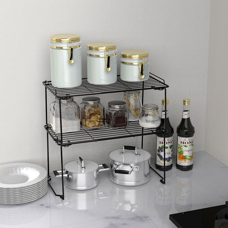 1pc Foldable Stackable Iron Kitchen Cabinet Storage