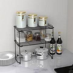 1pc Foldable Stackable Iron Kitchen Cabinet Storage