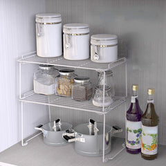 1pc Foldable Stackable Iron Kitchen Cabinet Storage