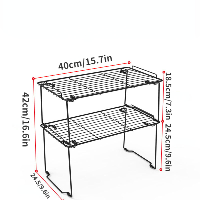1pc Foldable Stackable Iron Kitchen Cabinet Storage