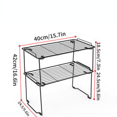 1pc Foldable Stackable Iron Kitchen Cabinet Storage
