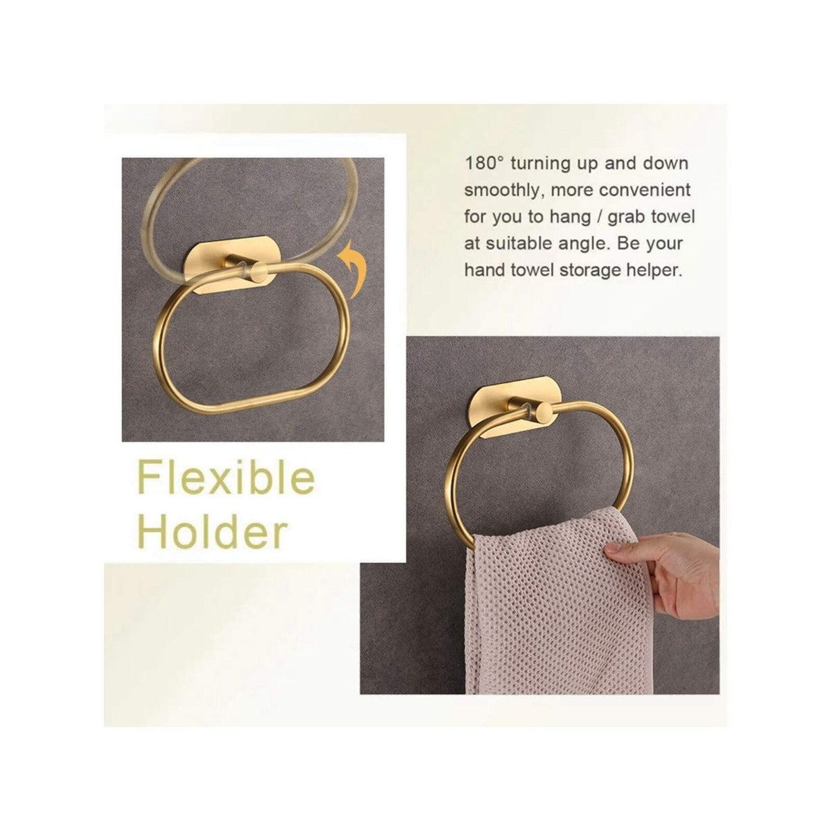 Stainless Steel Towel Ring Oval Shaped Towel Bar Shower Towel Rack