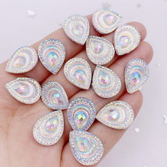 20pcs Resin 13mm 18mm Colorful Yellow Drop Peacock Eye Flatback Rhinestone