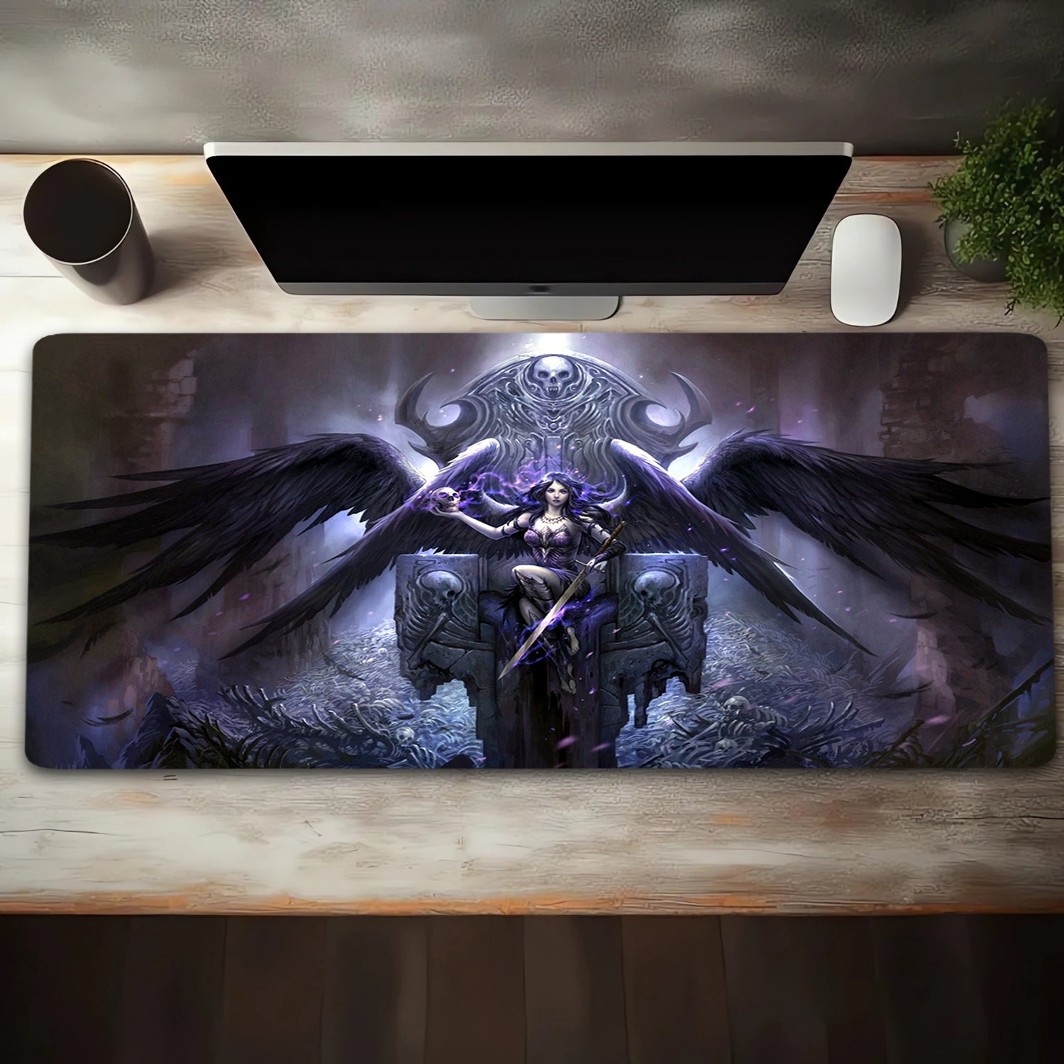 Fantasy Magic Demons And Skull Mouse Pad Extended Large Computer Keyboard Pad