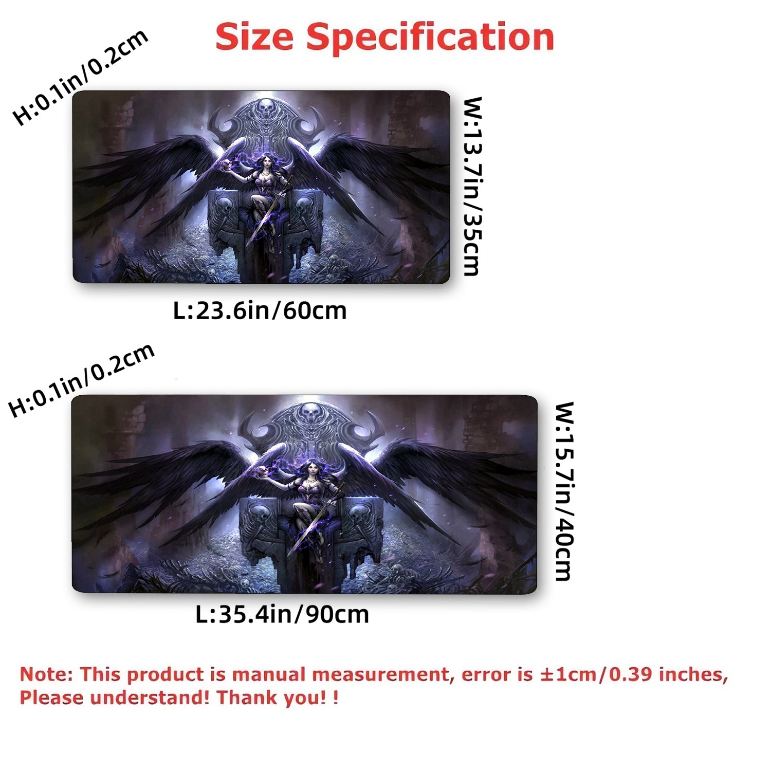 Fantasy Magic Demons And Skull Mouse Pad Extended Large Computer Keyboard Pad