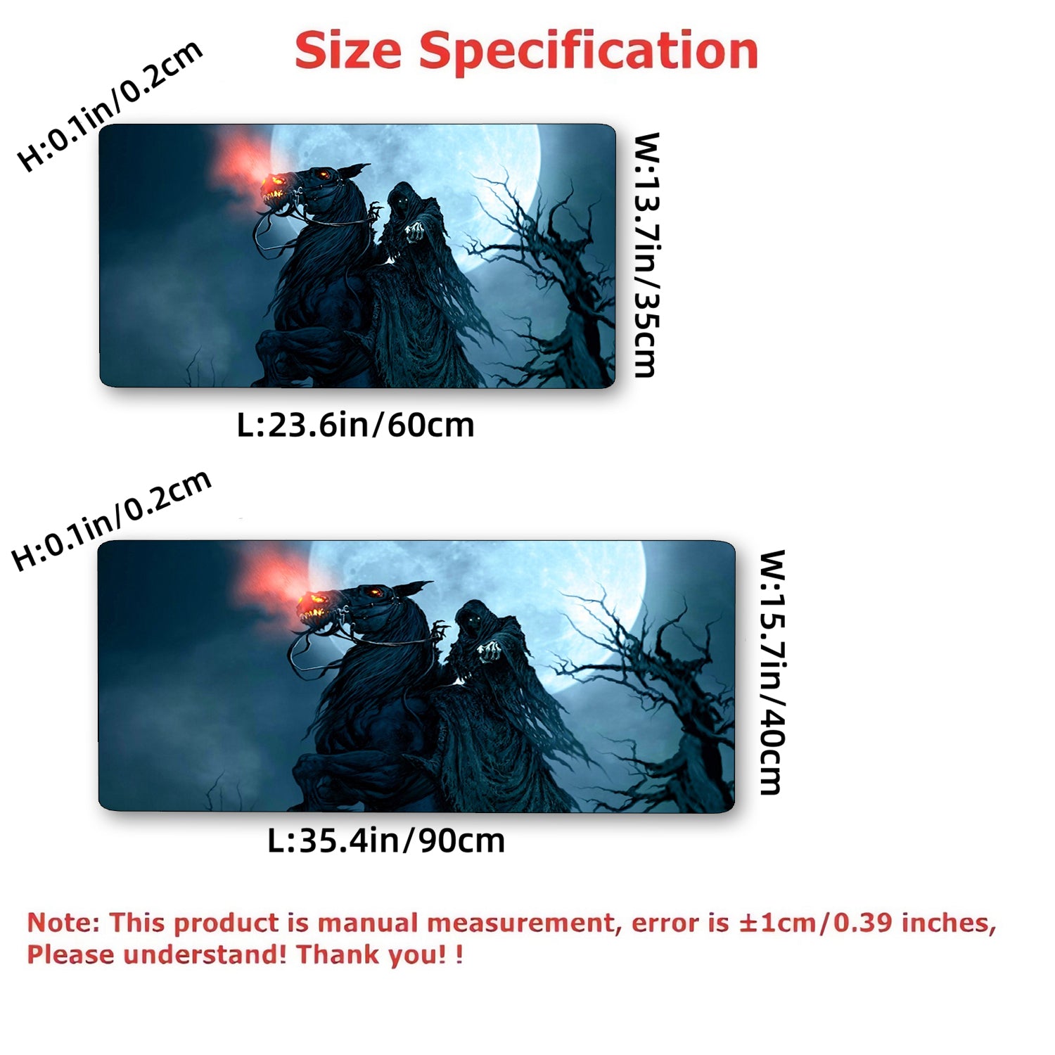 Fantasy Magic Demons And Skull Mouse Pad Extended Large Computer Keyboard Pad