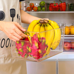 Stackable Fridge Bin Clear Organizer with Handle