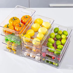 Stackable Fridge Bin Clear Organizer with Handle