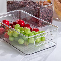 Stackable Fridge Bin Clear Organizer with Handle