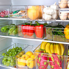 Stackable Fridge Bin Clear Organizer with Handle