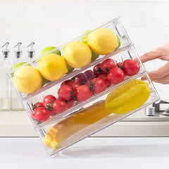Stackable Fridge Bin Clear Organizer with Handle