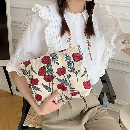 Floral Pattern Cosmetic Bag Clutch Makeup Pouch for Travel