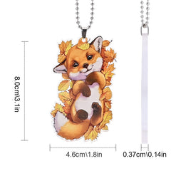 Orange Fox Maple Leaf Pendant Car Mirror Keychain Bag Pendant