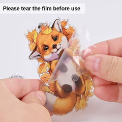 Orange Fox Maple Leaf Pendant Car Mirror Keychain Bag Pendant