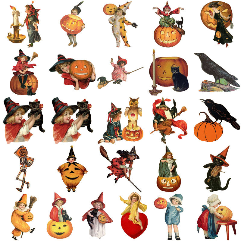50pcs Retro Halloween Sticker Waterproof Vinyl Sticker for Water Bottle Laptops