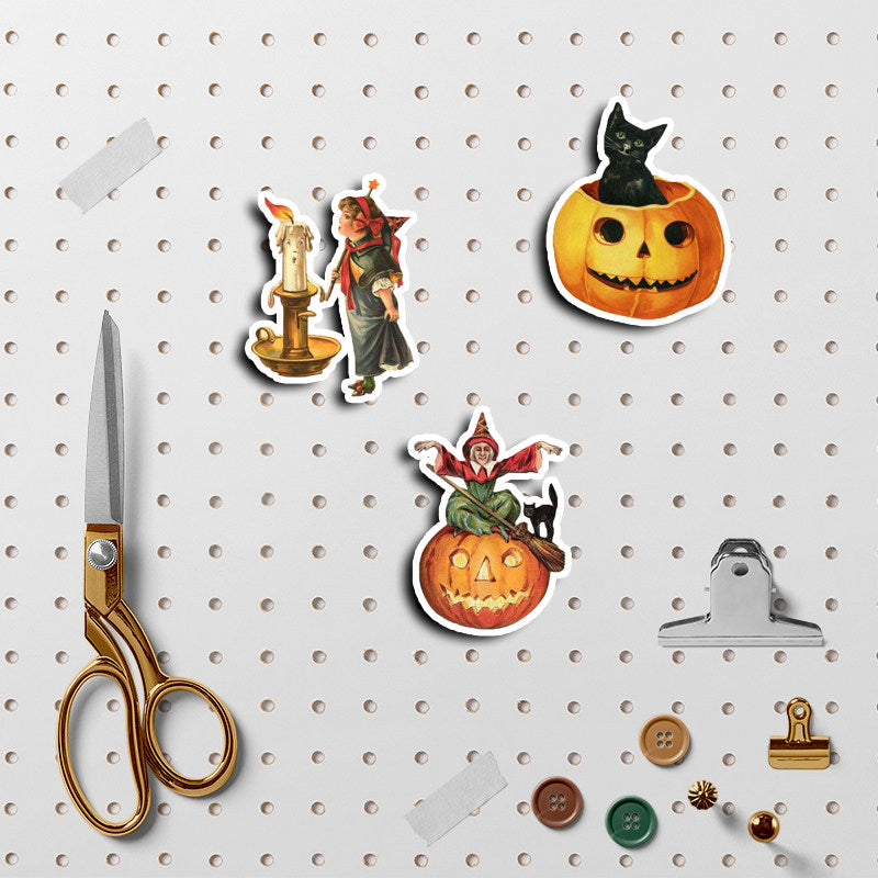 50pcs Retro Halloween Sticker Waterproof Vinyl Sticker for Water Bottle Laptops
