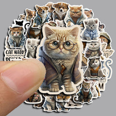 50pcs Gentleman Cat Waterproof Vinyl Sticker For Water Bottle Laptops Phones