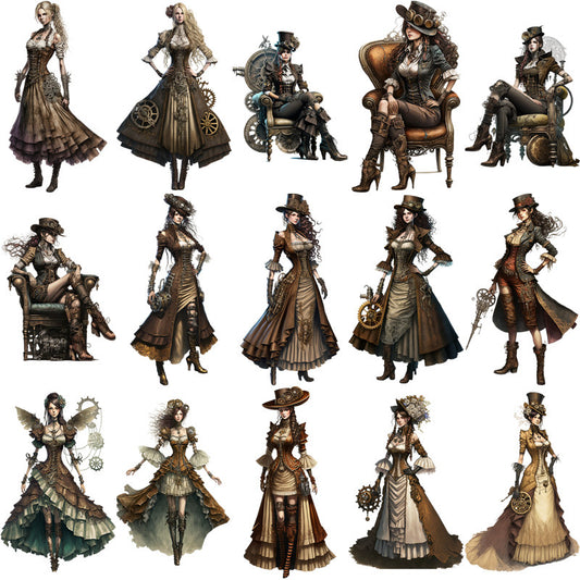 48 Steampunk Characters Vinyl Stickers for Water Bottles Laptops