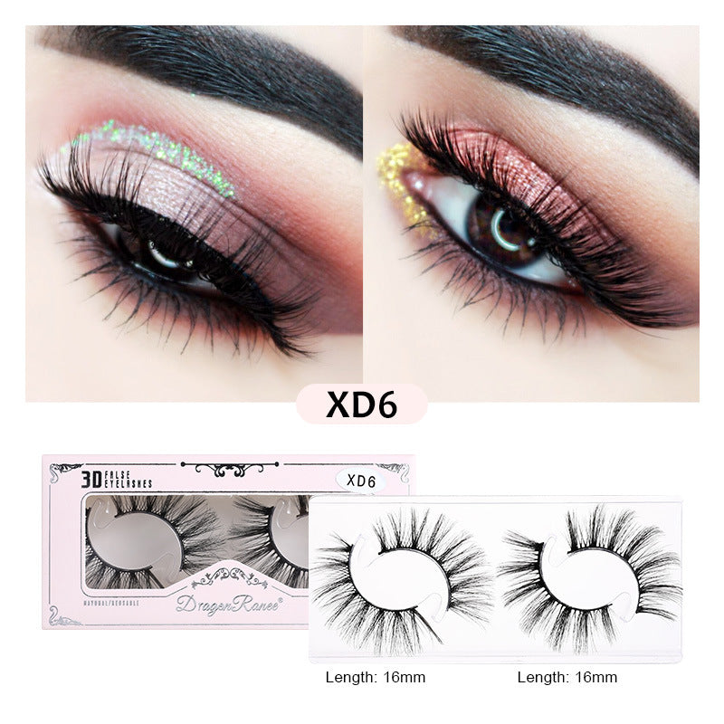 3D False Eyelashes Natural Thick Doll Style 2 Pairs