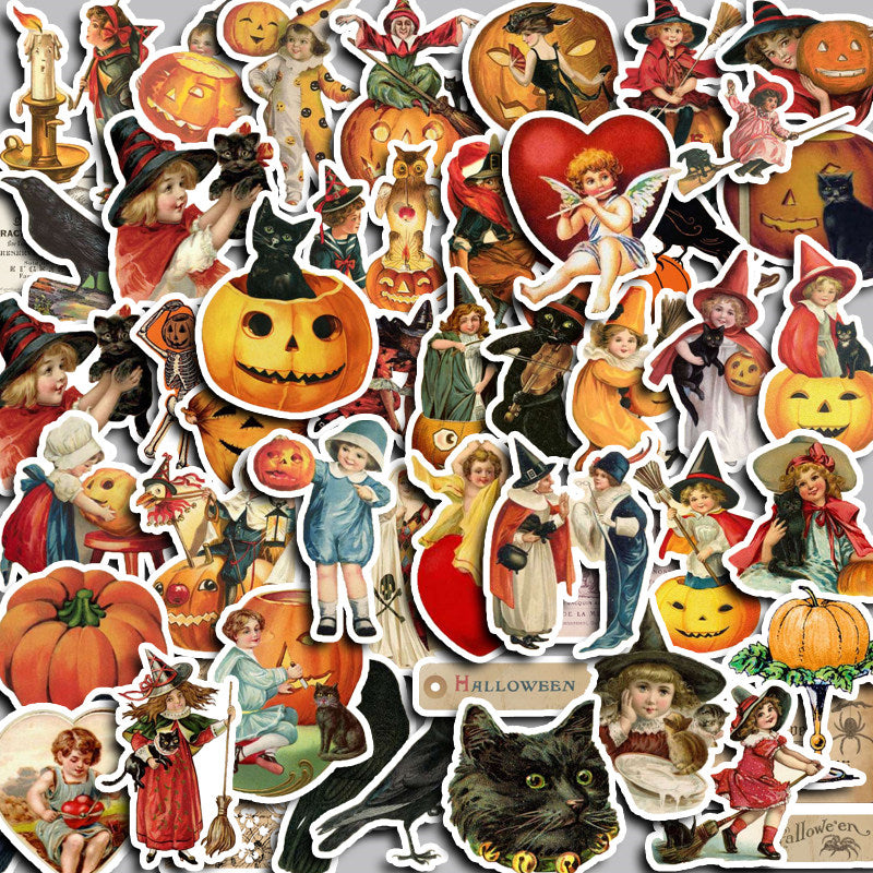 50pcs Retro Halloween Stickers DIY Crafts Scrapbooking Stickers