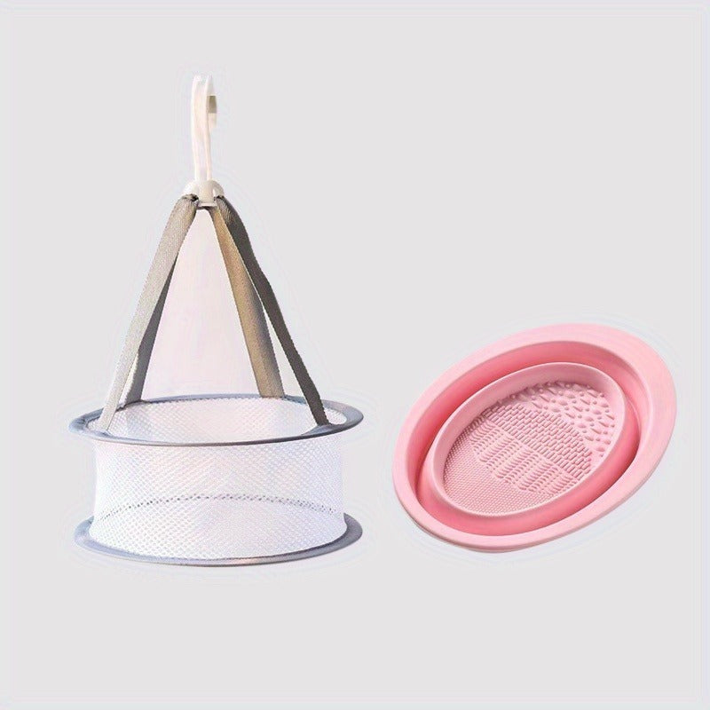 Makeup Brush Cleaning Mat & Drying Net Set