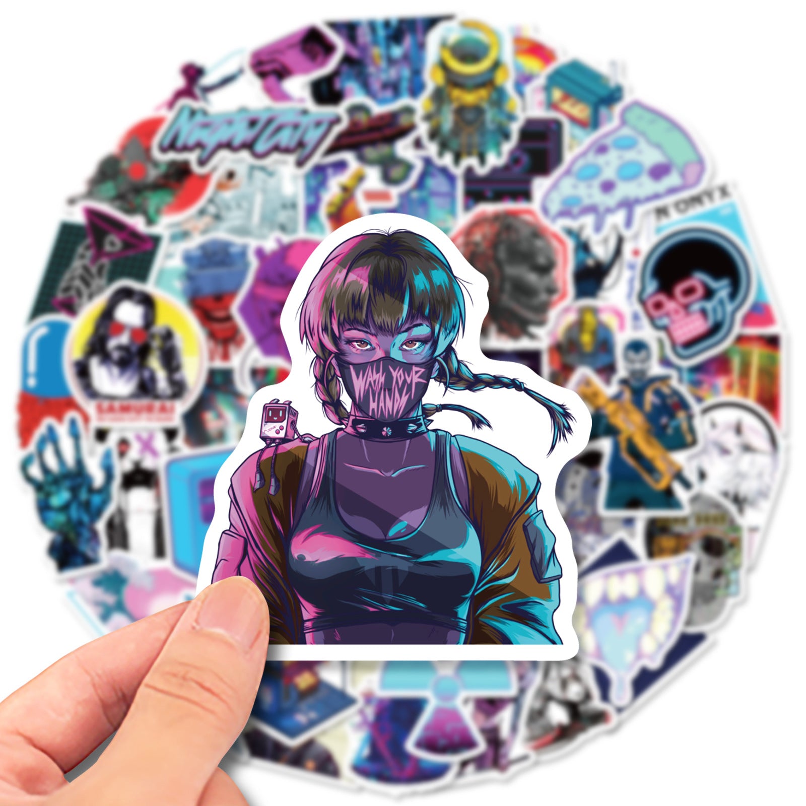 50pcs Cyber Punk Style Stickers for Laptops Mobile Phones Motorcycles Car Decora